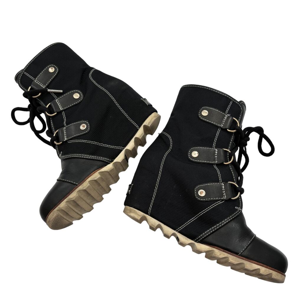Sorel Joan Of Arctic Mid X Celebration Black Hidden Wedge Winter Boots - Picture 8 of 13